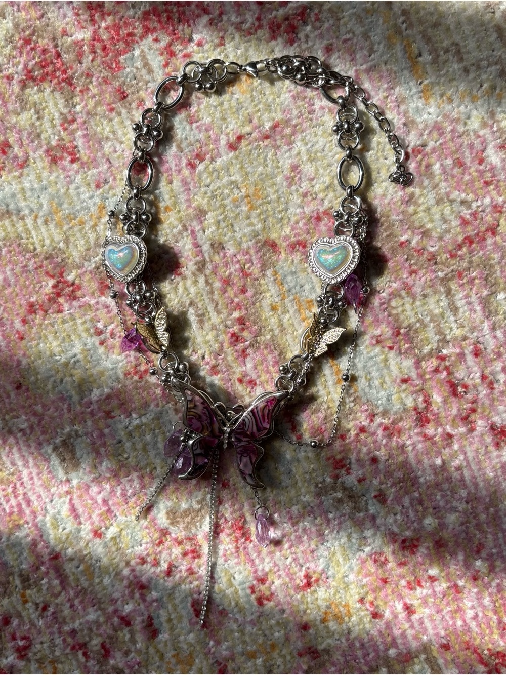 NWOT Maison Fou Fou \\ purple and silver butterfly charm necklace